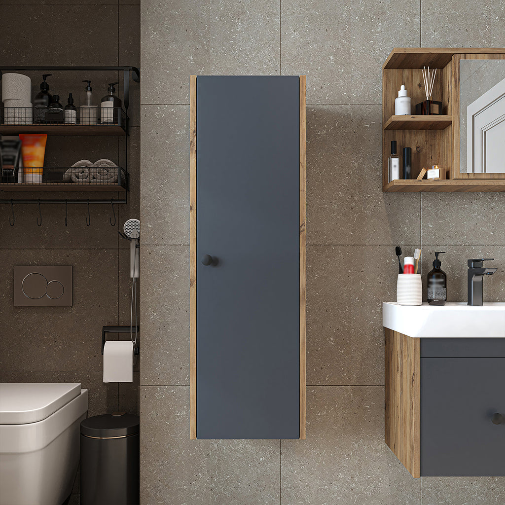 Roomart Badmöbelset ADA – 3-teiliges Badezimmermöbel Set mit Waschbecken, Unterschrank, Spiegelschrank & Seitenschrank – modernes Badmöbel