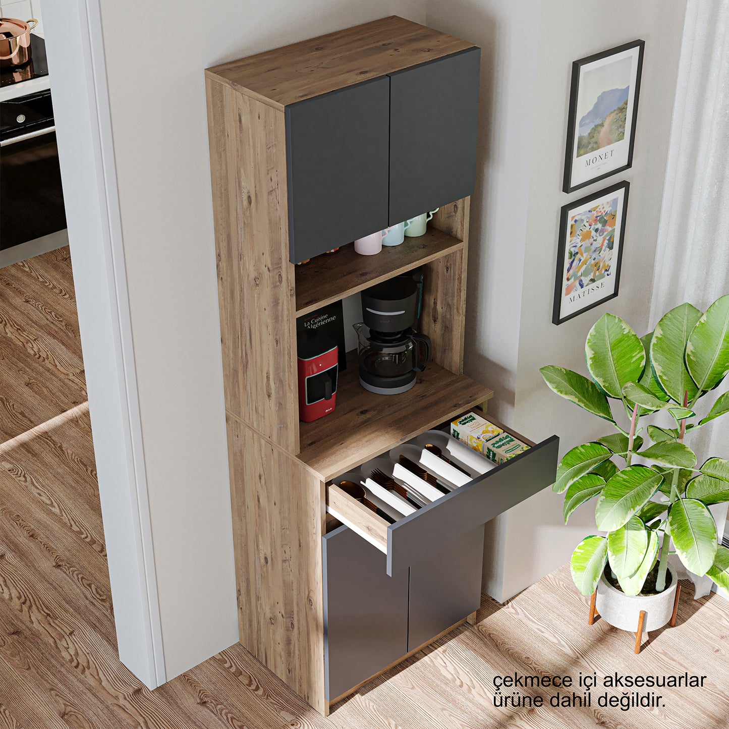 Roomart Küchenschrank NAPOLI, 180 cm, mit offener Nische und Schublade, in 4 Farben