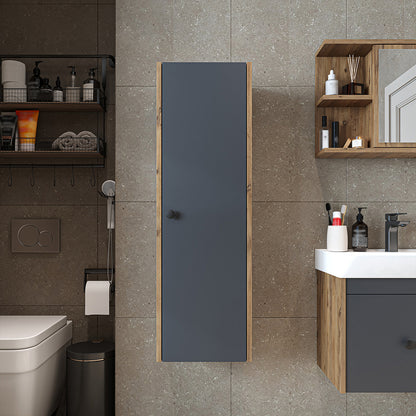 Roomart Bad-Seitenschrank ADA 110 cm – Moderner Bad-Hängeschrank mit Soft-Close – Viel Stauraum – Badezimmer Hochschrank – Weiß, Eiche, Anthrazit oder Schwarz