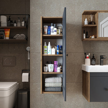 Roomart Bad-Seitenschrank ADA 110 cm – Moderner Bad-Hängeschrank mit Soft-Close – Viel Stauraum – Badezimmer Hochschrank – Weiß, Eiche, Anthrazit oder Schwarz