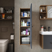 Roomart Bad-Seitenschrank ADA 110 cm – Moderner Bad-Hängeschrank mit Soft-Close – Viel Stauraum – Badezimmer Hochschrank – Weiß, Eiche, Anthrazit oder Schwarz