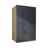 Roomart Waschmaschinenschrank „DORA 115 cm Breit“ für Waschmaschine & Trockner mit Regalböden, in 5 Farben • Weiß • Weiß Eiche • Anthrazit Eiche • Eiche • Schwarz Eiche