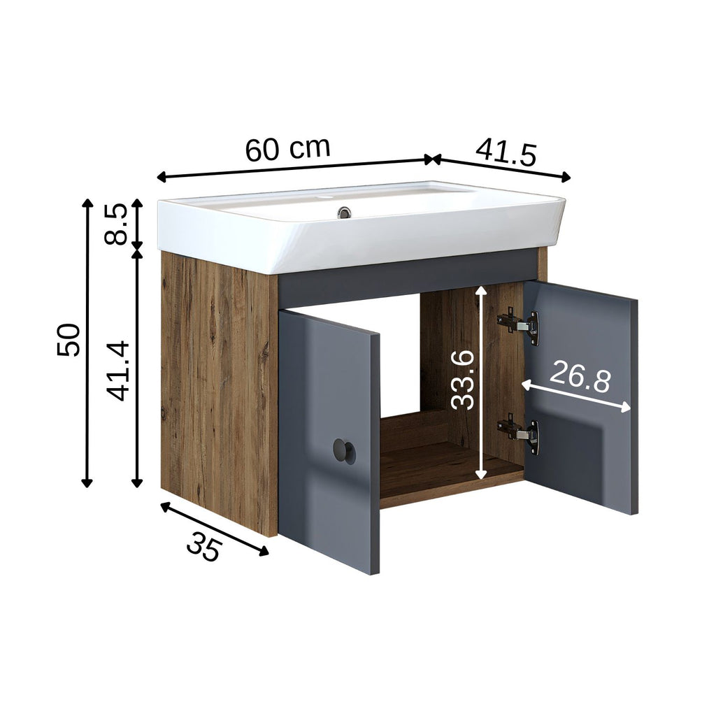 Roomart Badmöbel-Set ADA, 60 cm, mit Keramik-Waschbecken, in 6 Farben