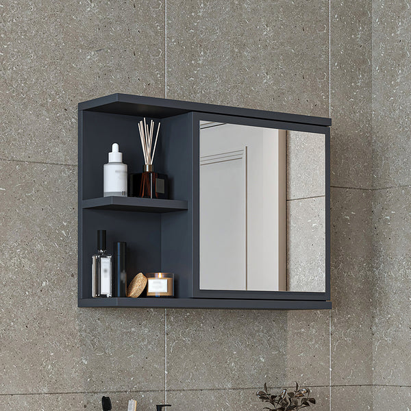 Roomart Badezimmerspiegelschrank ADA 60 cm – Moderner Spiegelschrank fürs Bad mit Soft-Close & Stauraum – Weiß, Eiche, Anthrazit oder Schwarz
