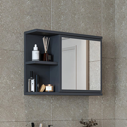 Roomart Badezimmerspiegelschrank "ADA“ – moderner, kompakter 60 cm Badschrank mit Spiegel – in Weiß, Eiche, Anthrazit oder Schwarz