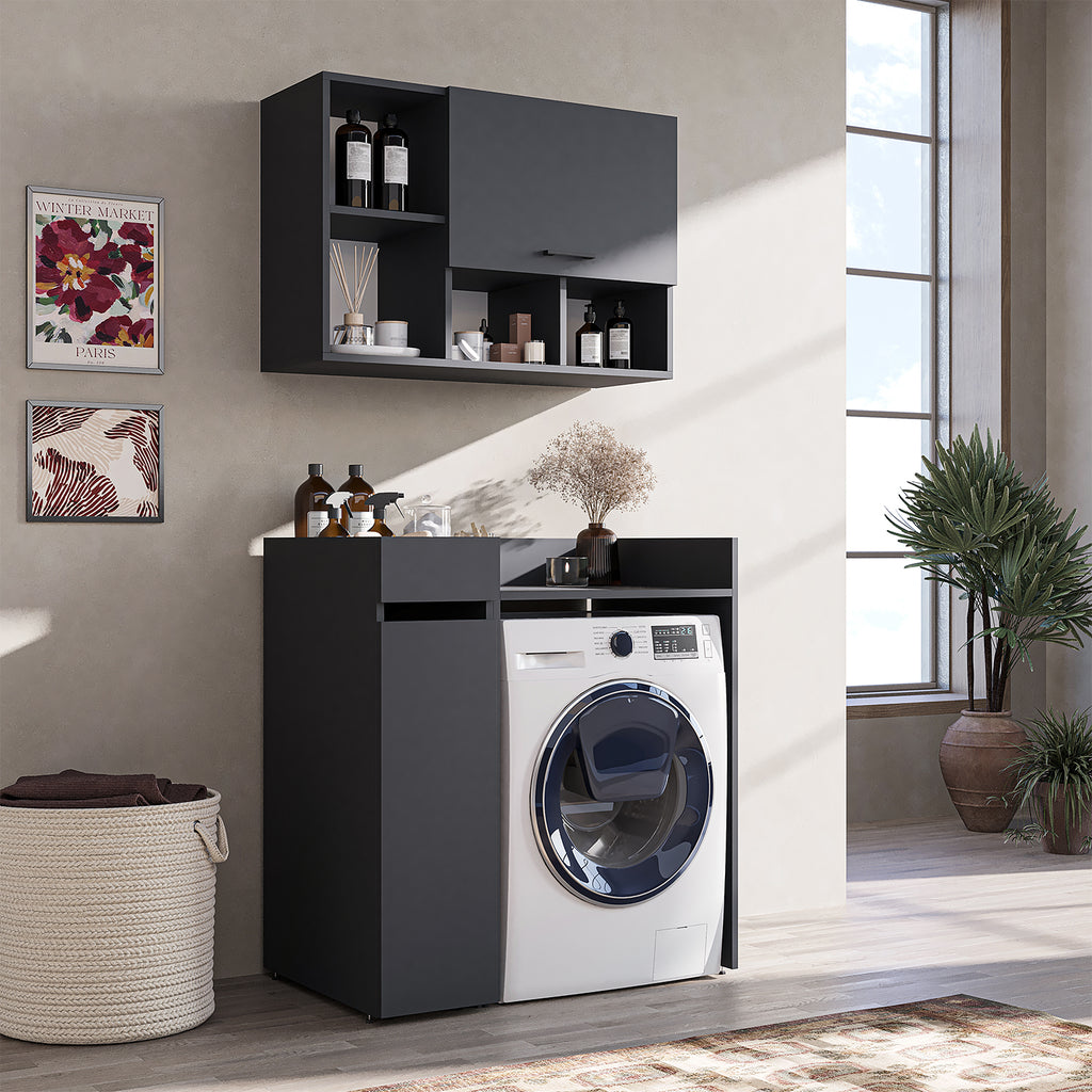 Roomart SERIE 2 Waschmaschinen-Set – Unterschrank & Rollwagen, optional mit Wandschrank | in 2 Farben