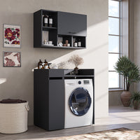 Roomart SERIE 2 Waschmaschinen-Set – Unterschrank & Rollwagen, optional mit Wandschrank | in 2 Farben