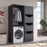 Roomart SERIE 2 Waschmaschinenschrank 126 cm – Kleiderstange & Stauraum | in 2 Farben