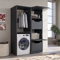 Roomart SERIE 2 Waschmaschinenschrank 126 cm – Kleiderstange & Stauraum | in 2 Farben