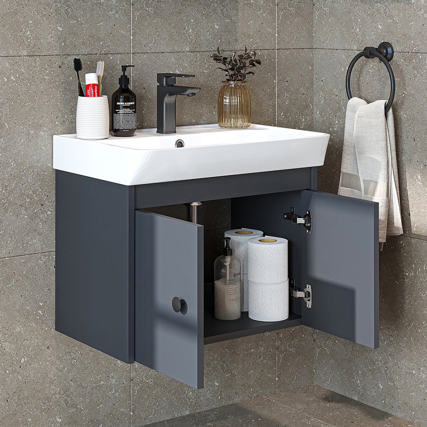 Badmöbelset • ADA • Unterschrank mit Waschbecken • Badezimmer Möbel • Gäste WC