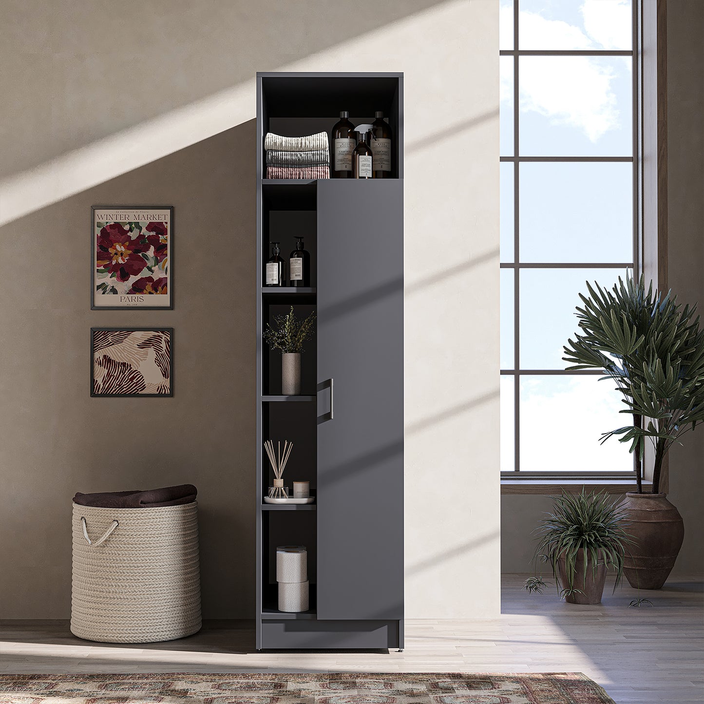 Roomart SERIE 2 Hochschrank 66 cm – 197 cm hoch, Putzschrank & Stauraum | in 2 Farben