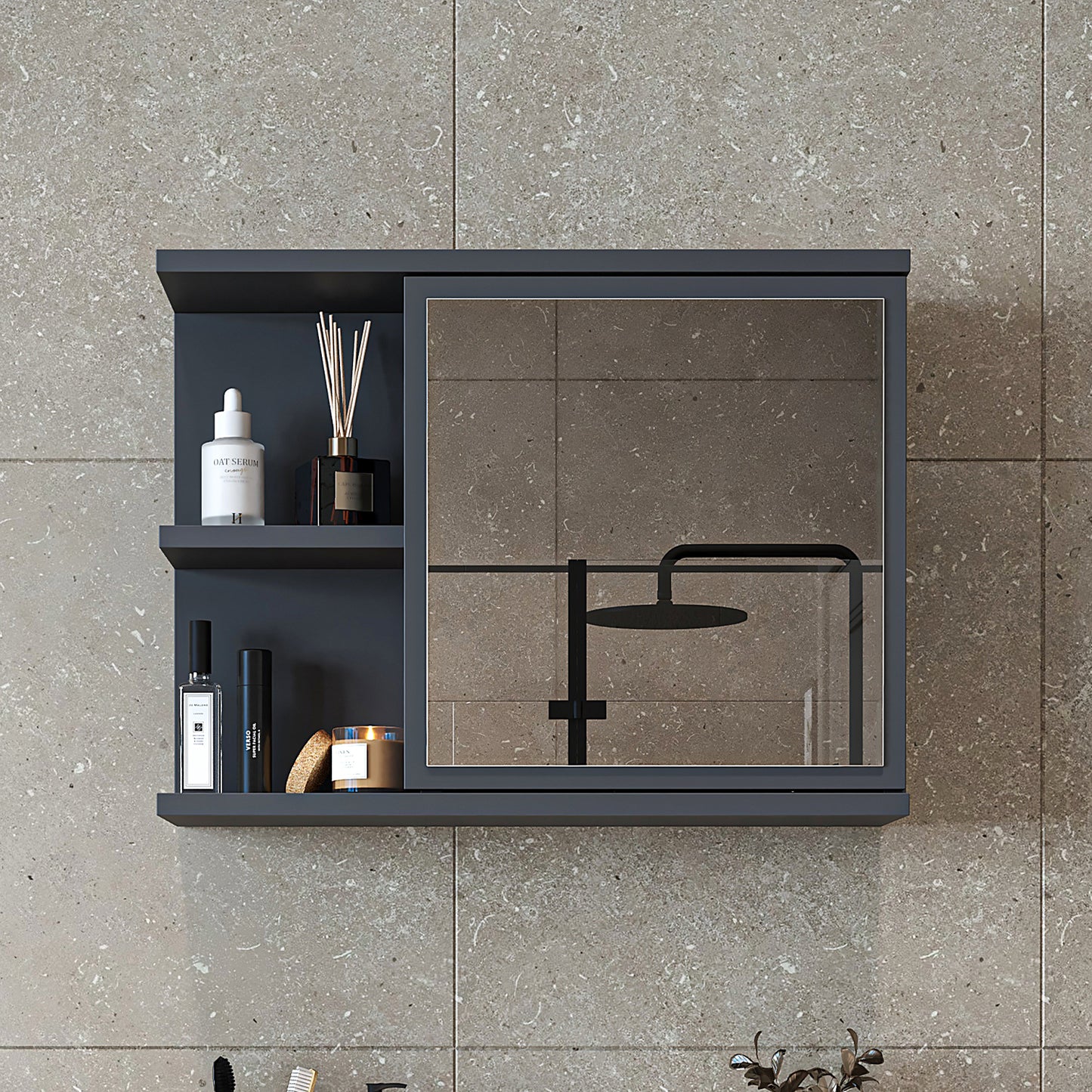 Roomart Badezimmerspiegelschrank "ADA“ – moderner, kompakter 60 cm Badschrank mit Spiegel – in Weiß, Eiche, Anthrazit oder Schwarz
