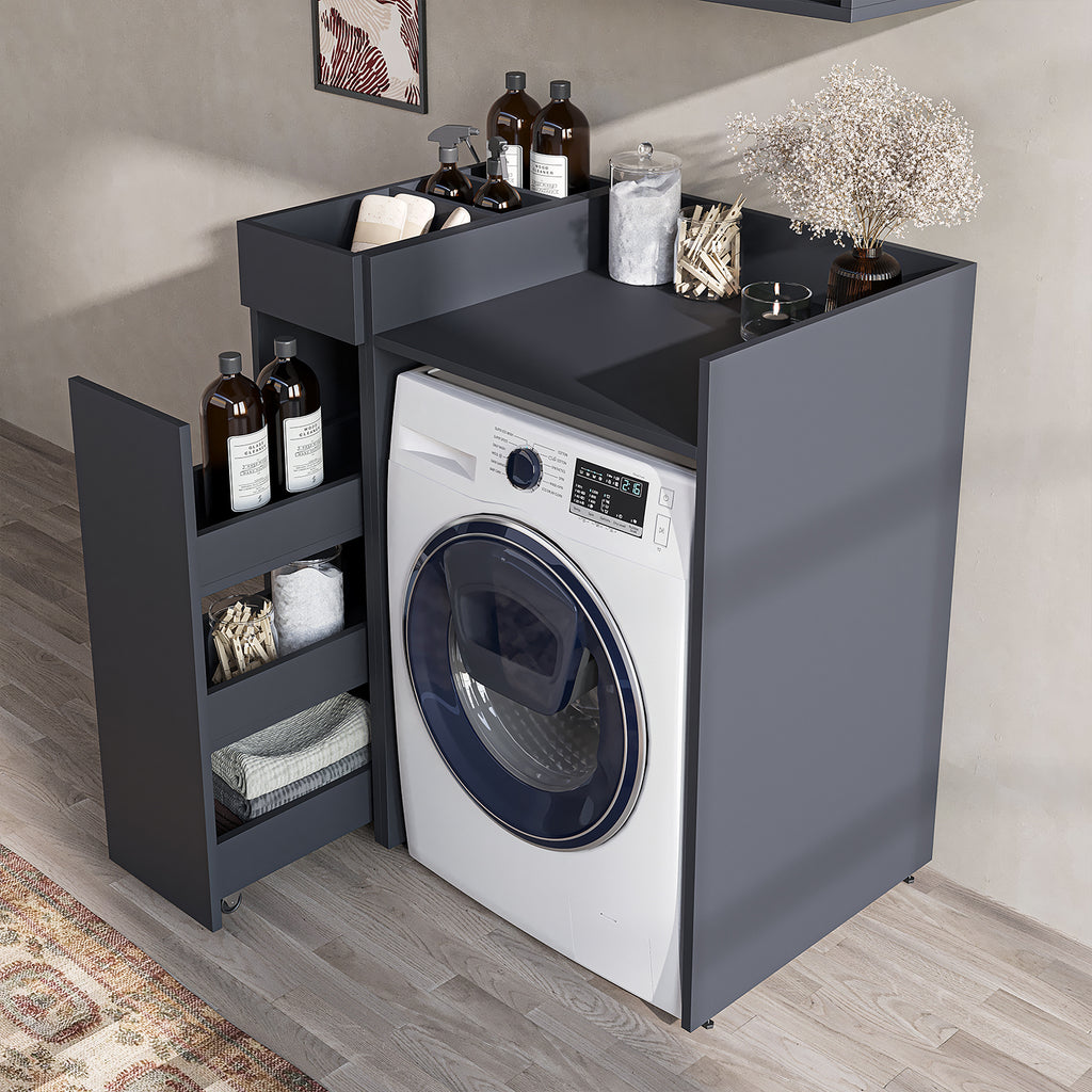 Roomart SERIE 2 Waschmaschinen-Set – Unterschrank & Rollwagen, optional mit Wandschrank | in 2 Farben