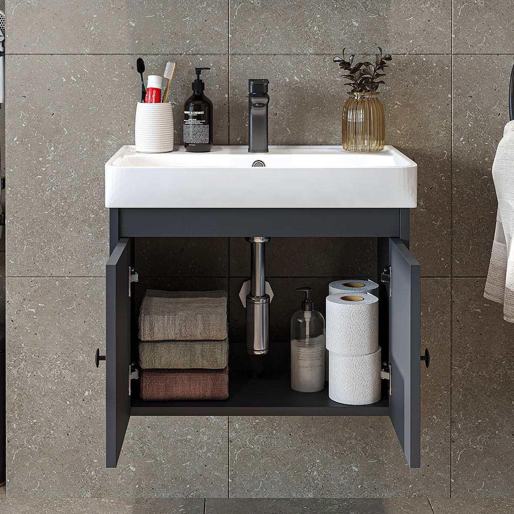 Roomart Badmöbel-Set ADA, 60 cm, mit Keramik-Waschbecken, in 6 Farben