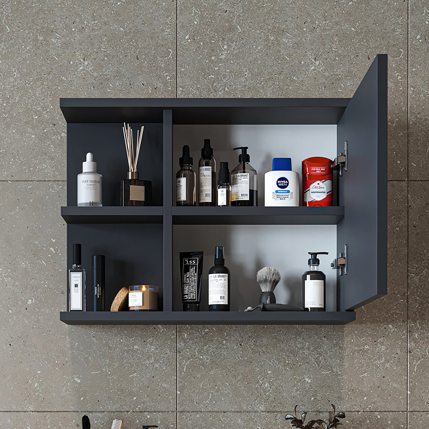 Roomart Badezimmerspiegelschrank "ADA“ – moderner, kompakter 60 cm Badschrank mit Spiegel – in Weiß, Eiche, Anthrazit oder Schwarz