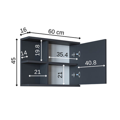 Roomart Badezimmerspiegelschrank "ADA“ – moderner, kompakter 60 cm Badschrank mit Spiegel – in Weiß, Eiche, Anthrazit oder Schwarz