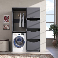 Roomart SERIE 2 Waschmaschinenschrank 126 cm – Kleiderstange & Stauraum | in 2 Farben