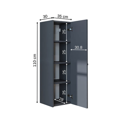 Roomart Seitenschrank „ADA“ – moderner 110 cm Bad-Hängeschrank mit Softclose – in Weiß, Eiche, Anthrazit oder Schwarz