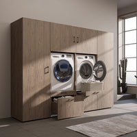 Roomart Waschmaschinenschrank SERIE-III Schrankwand 254 cm – 2 Geräte, Soft-Close | 3 Farben