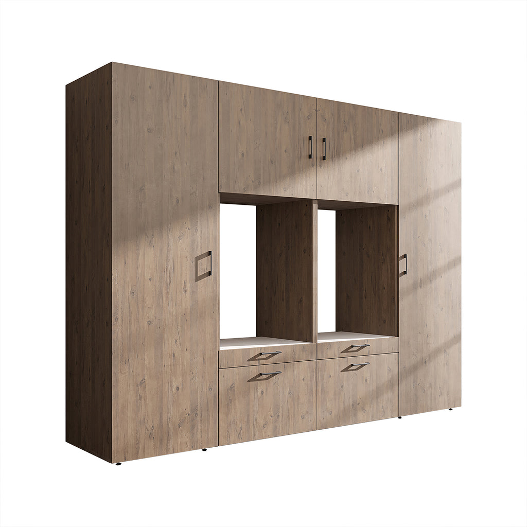 Roomart Waschmaschinenschrank SERIE-III Schrankwand 254 cm – 2 Geräte, Soft-Close | 3 Farben