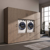 Roomart Waschmaschinenschrank SERIE-III Schrankwand 254 cm – 2 Geräte, Soft-Close | 3 Farben