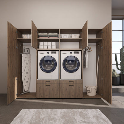Roomart Waschmaschinenschrank SERIE-III Schrankwand 254 cm – 2 Geräte, Soft-Close | 3 Farben