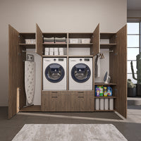 Roomart Waschmaschinenschrank SERIE-III Schrankwand 254 cm – 2 Geräte, Soft-Close | 3 Farben