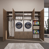 Roomart Waschmaschinenschrank SERIE-III Schrankwand 254 cm – 2 Geräte, Soft-Close | 3 Farben