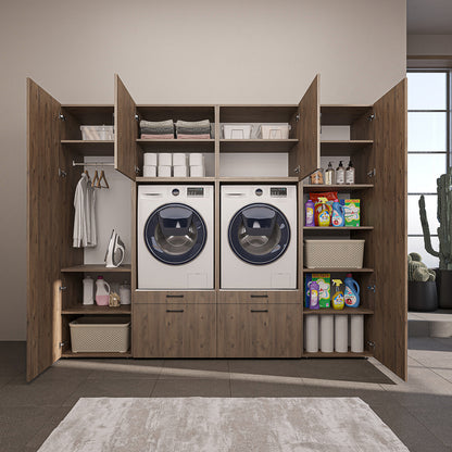 Roomart Waschmaschinenschrank SERIE-III Schrankwand 254 cm – 2 Geräte, Soft-Close | 3 Farben