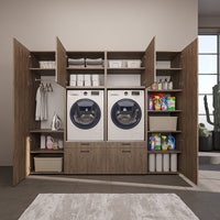 Roomart Waschmaschinenschrank SERIE-III Schrankwand 254 cm – 2 Geräte, Soft-Close | 3 Farben