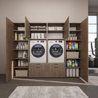 Roomart Waschmaschinenschrank SERIE-III Schrankwand 254 cm – 2 Geräte, Soft-Close | 3 Farben
