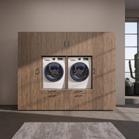 Roomart Waschmaschinenschrank SERIE-III Schrankwand 254 cm – 2 Geräte, Soft-Close | 3 Farben