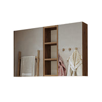 Roomart Badezimmerspiegelschrank "Lotus“ – 65/75/95 cm – in Eiche – moderner Badschrank mit Spiegel -  badezimmerspiegelschrank, mirror, lichtschalter, badspiegelschrank, geringe, tiefe, schiebetür, steckdose, eckspiegelschrank, smarter, badhängeschränkch