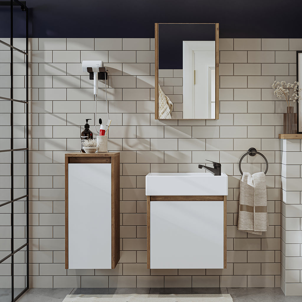 4-teiliges Badmöbel-Set MINI mit Keramik-Becken, 50 cm