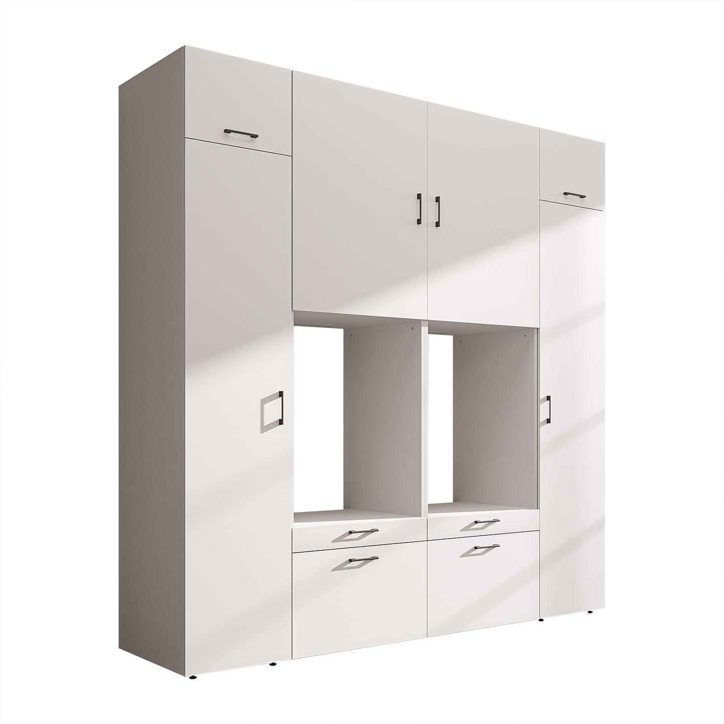 Roomart Waschmaschinenschrank SERIE 2 – Doppelschrank mit Seitenschränken, 3 Farben