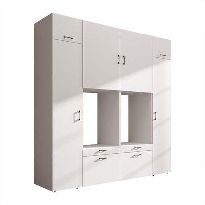 Roomart Waschmaschinenschrank SERIE 2 – Doppelschrank mit Seitenschränken, 3 Farben