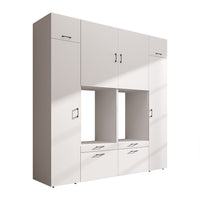 Roomart Waschmaschinenschrank SERIE 2 – Doppelschrank mit Seitenschränken, 3 Farben