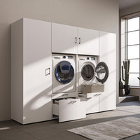Roomart Waschmaschinenschrank SERIE-III Schrankwand 254 cm – 2 Geräte, Soft-Close | 3 Farben