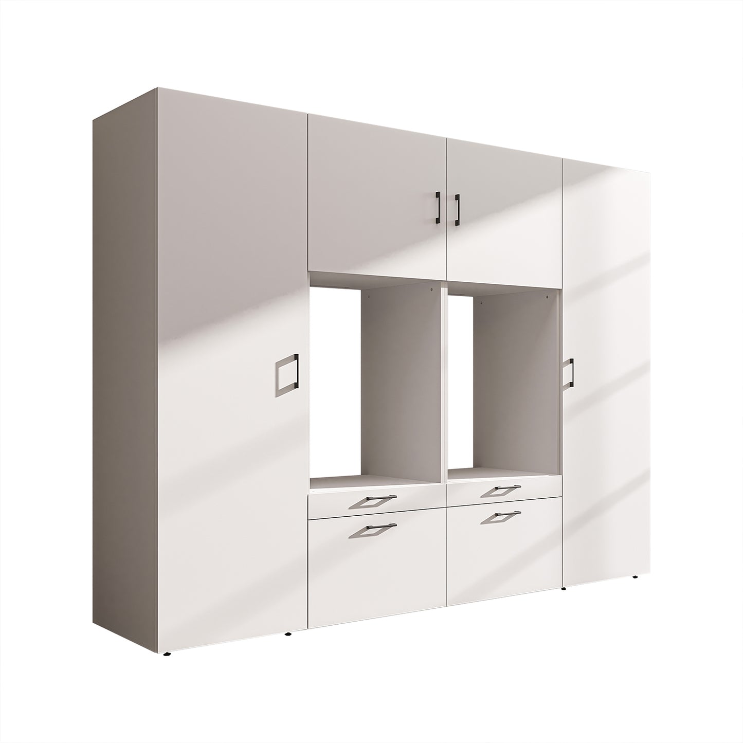 Roomart Waschmaschinenschrank SERIE-III Schrankwand 254 cm – 2 Geräte, Soft-Close | 3 Farben
