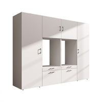 Roomart Waschmaschinenschrank SERIE-III Schrankwand 254 cm – 2 Geräte, Soft-Close | 3 Farben