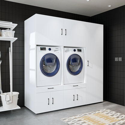 Roomart Überbauschrak für Waschküche & Hauswirtschaftsraum, (SERIE 3), 194 cm breit, in 3 Farben, Mit Schubladen und Ausziehbrett