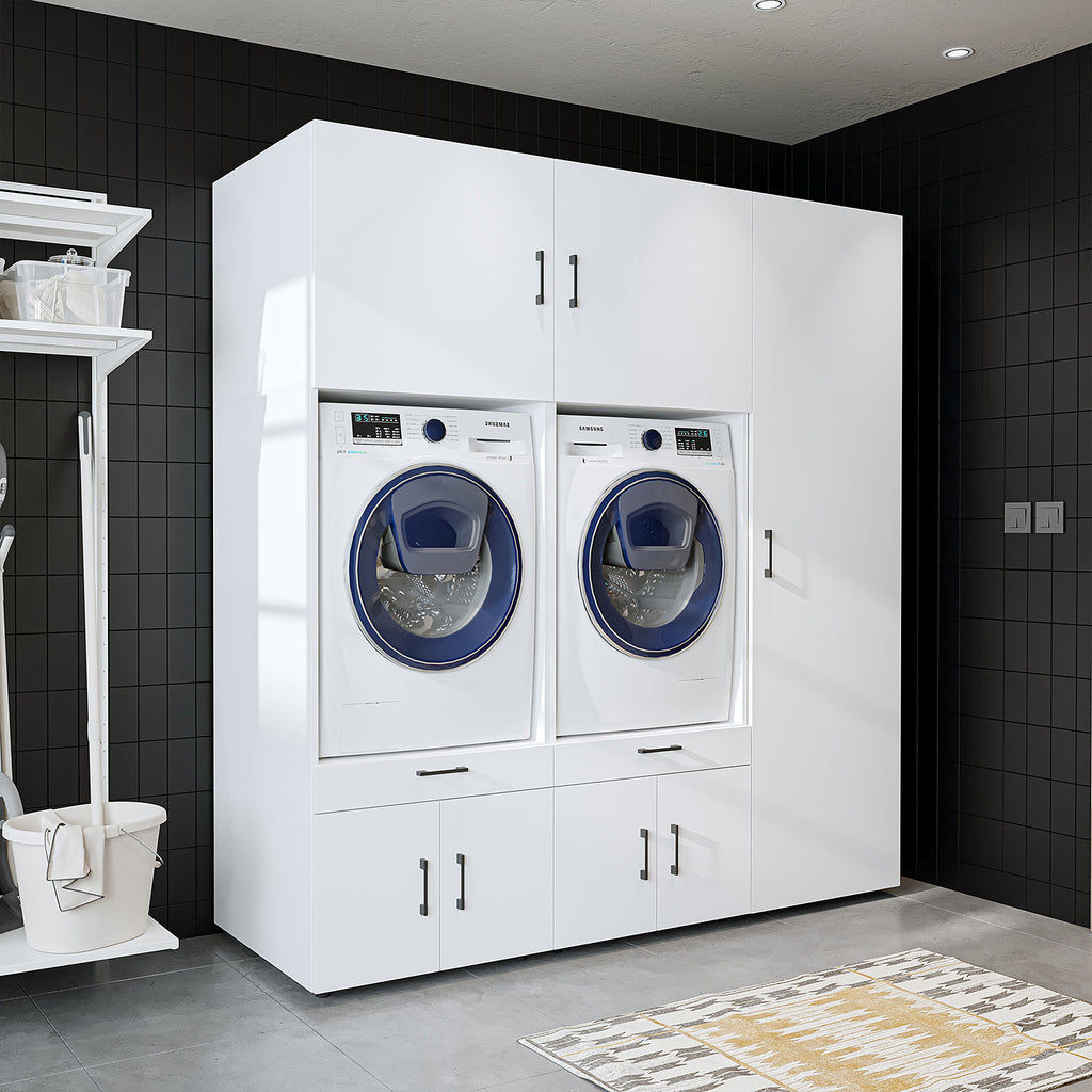 Roomart Überbauschrak für Waschküche & Hauswirtschaftsraum, (SERIE 3), 194 cm breit, in 3 Farben, Mit Schubladen und Ausziehbrett