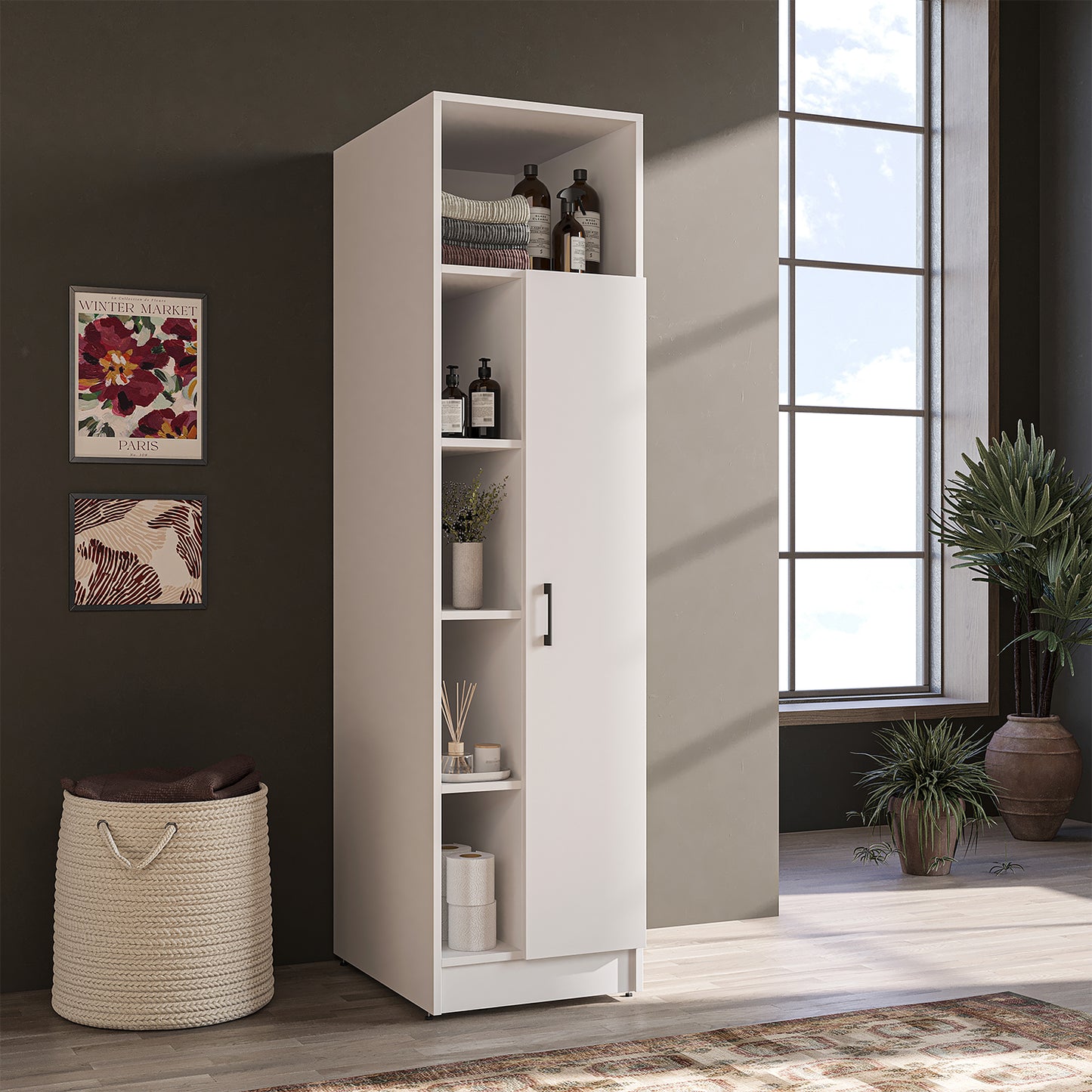 Roomart SERIE 2 Hochschrank 66 cm – 197 cm hoch, Putzschrank & Stauraum | in 2 Farben