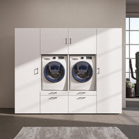 Roomart Waschmaschinenschrank SERIE-III Schrankwand 254 cm – 2 Geräte, Soft-Close | 3 Farben