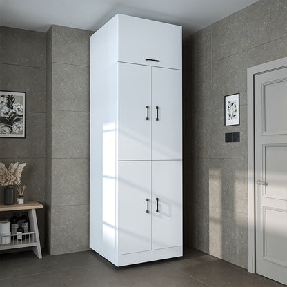 Roomart Waschmaschinenschrank „DORA“ für Waschmaschine & Trockner mit Regalböden, in 5 Farben • Weiß • Weiß Eiche • Anthrazit Eiche • Eiche • Schwarz-Eiche