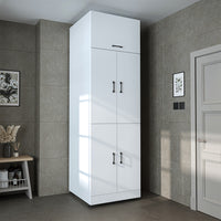 Roomart Waschmaschinenschrank „DORA“ für Waschmaschine & Trockner mit Regalböden, in 5 Farben • Weiß • Weiß Eiche • Anthrazit Eiche • Eiche • Schwarz-Eiche