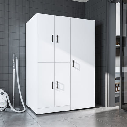 Roomart Waschmaschinenschrank „DORA 130 cm Breit“ für Waschmaschine & Trockner mit Regalböden, in 5 Farben • Weiß • Weiß Eiche • Anthrazit Eiche • Eiche • Schwarz Eiche (Kopie)