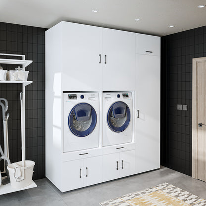 Roomart Überbauschrak für Waschküche & Hauswirtschaftsraum, (SERIE 3), 194 cm breit, in 3 Farben, Mit Schubladen und Ausziehbrett