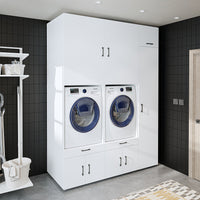 Roomart armario sobremesa para lavadero y cuarto de servicio, en 3 colores, con cajones y estante extraíble, 179 cm de ancho - armario para lavadora, estante para lavadora, torre de lavado, armario, blanco, lavadoras, armario bajo, lavadora, secadora, hogar