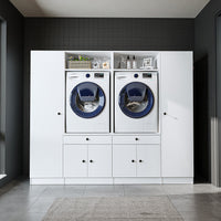 View details for Roomart Waschmaschinenumbauschrank & Schrankwand für Waschküche und Hauswirtschaftsraum – 224 cm breit – mit praktischem Ausziehbrett – erhältlich in Weiß, Eiche oder Schwarz-Eiche Roomart Waschmaschinenumbauschrank & Schrankwand für Wasc